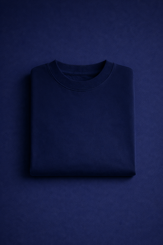 Midnight Essential - Premium Navy Blue Oversized Cotton Tee