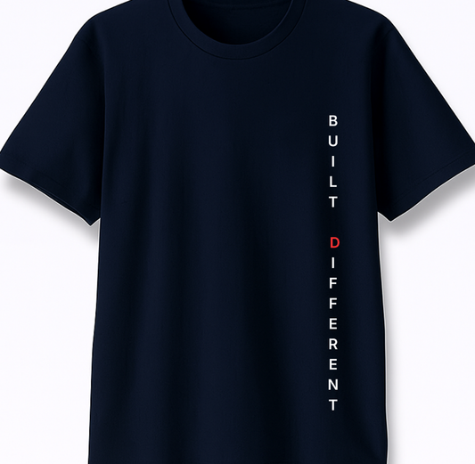 Built Different - Premium Navy Blue Round Neck Tee
