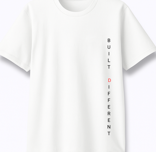 Built Different - Premium White Round Neck Tee
