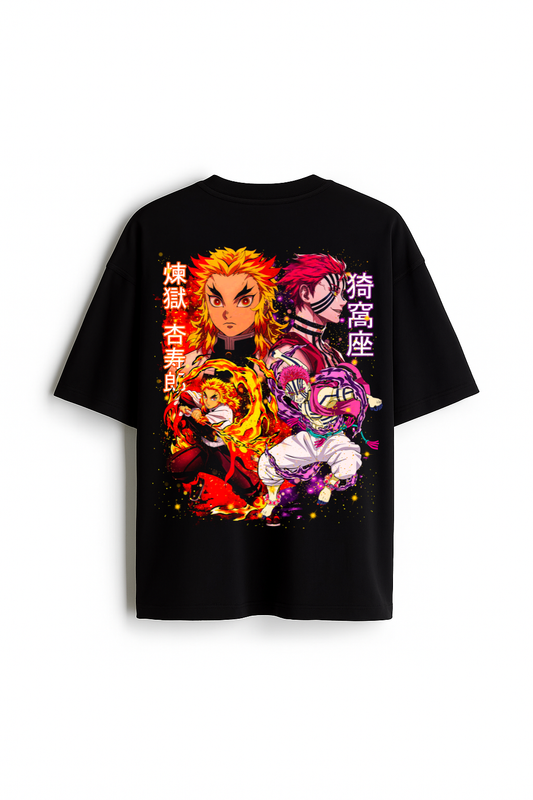 Unyielding Flame - Premium Black Oversized Cotton Tee