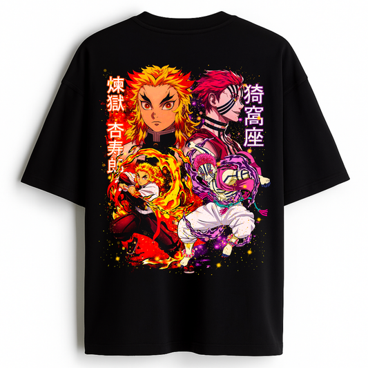 Unyielding Flame - Premium Black Oversized Cotton Tee