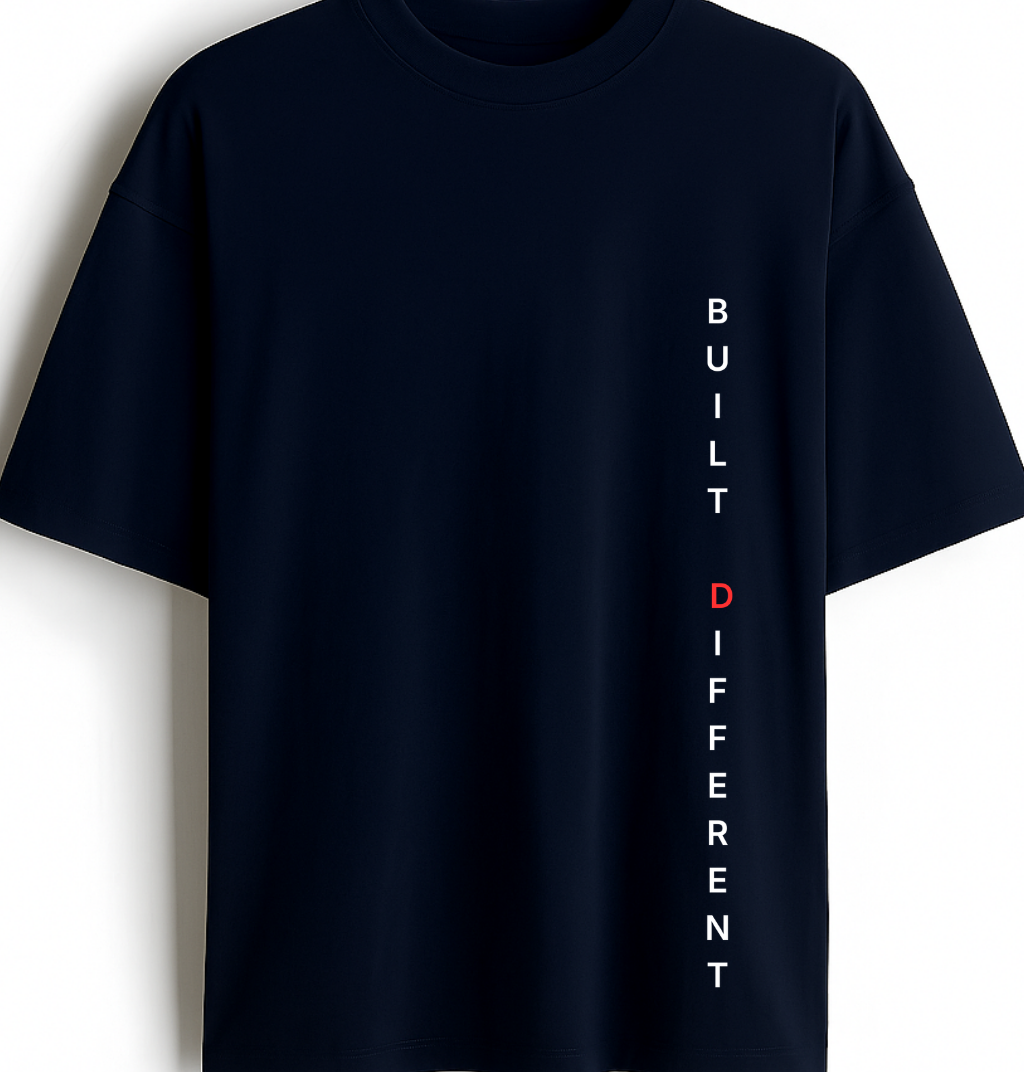 Built Different - Premium Navy Blue Oversized Cotton Tee