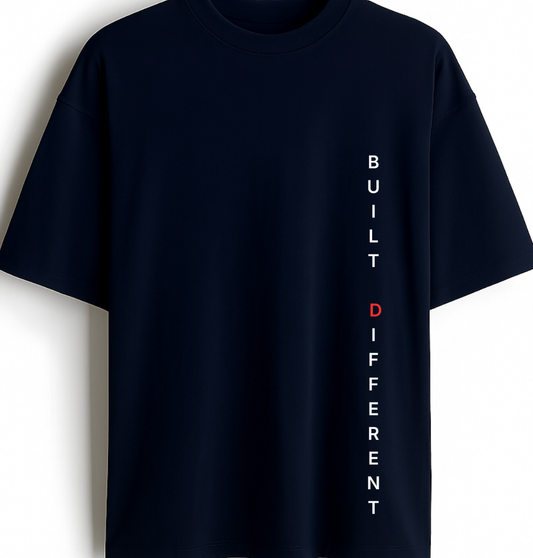 Built Different - Premium Navy Blue Oversized Cotton Tee