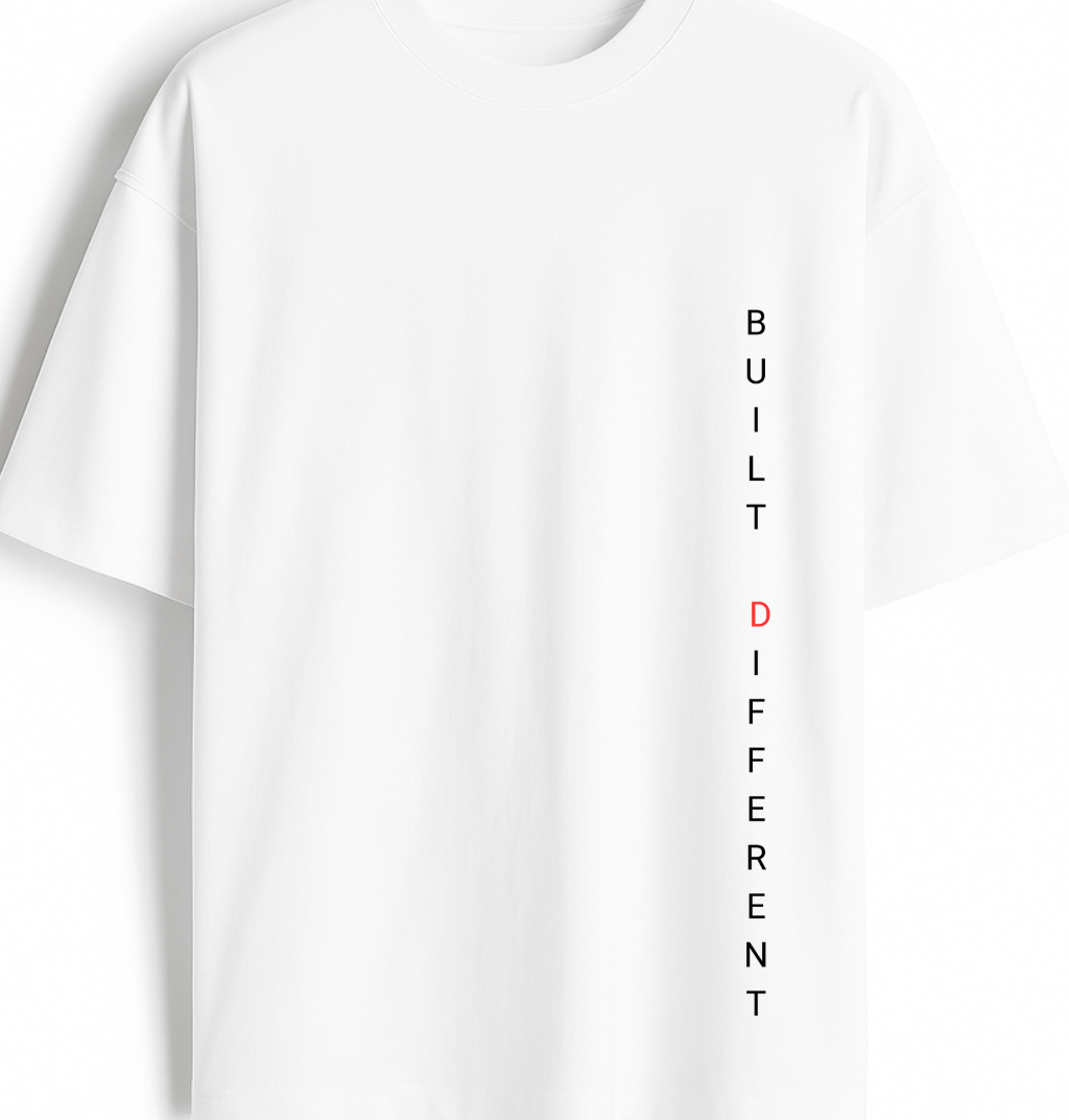 Built Different - Premium White Oversized Cotton Tee