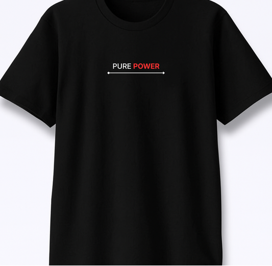 Pure Power - Premium Black Round Neck Tee