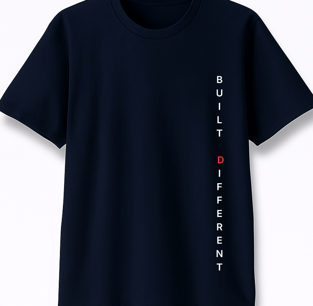 Built Different - Premium Navy Blue Round Neck Tee