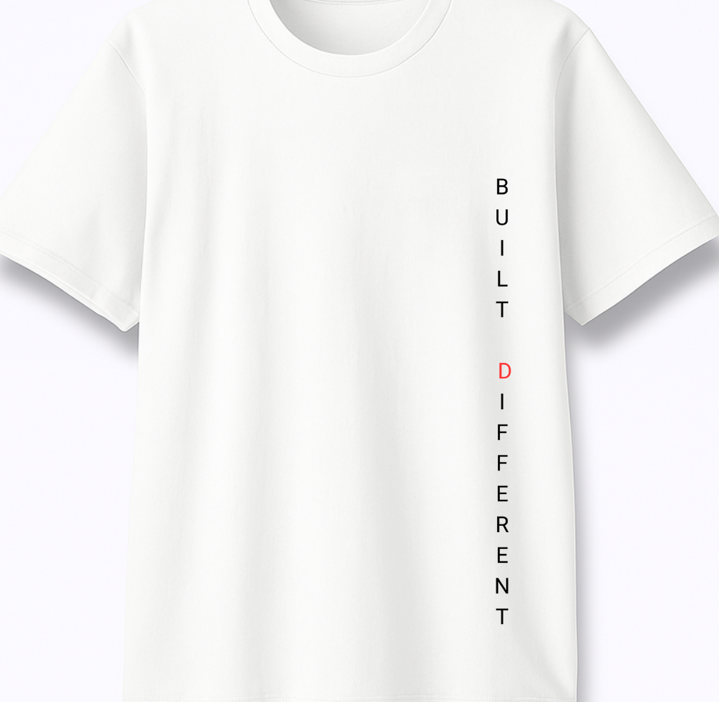 Built Different - Premium White Round Neck Tee