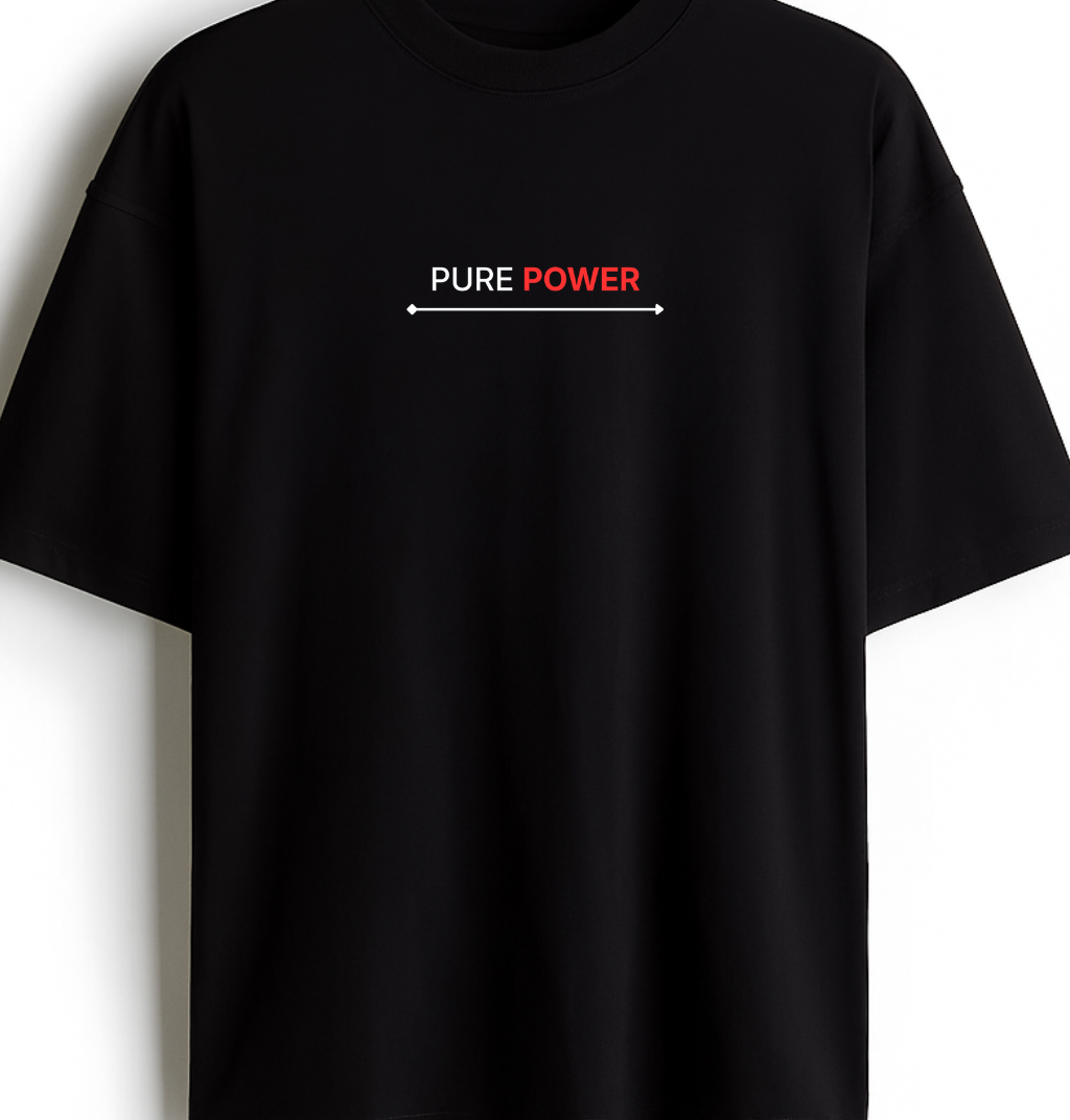 Pure Power - Premium Black Oversized Cotton Tee