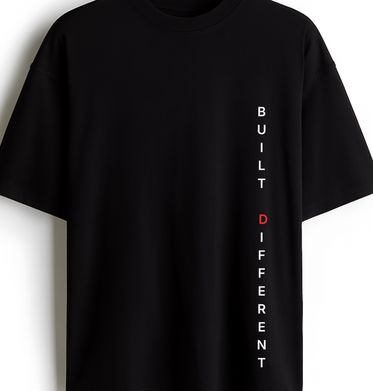 Built Different - Premium Black Oversized Cotton Tee