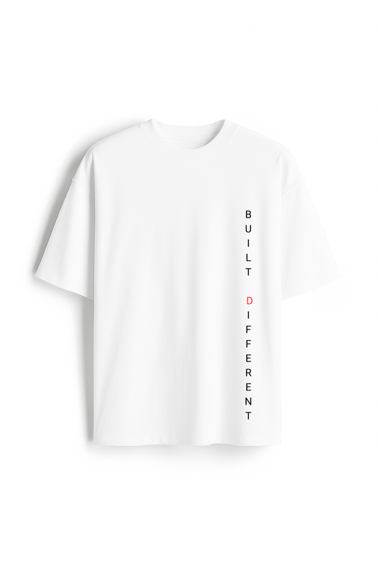 Built Different - Premium White Oversized Cotton Tee