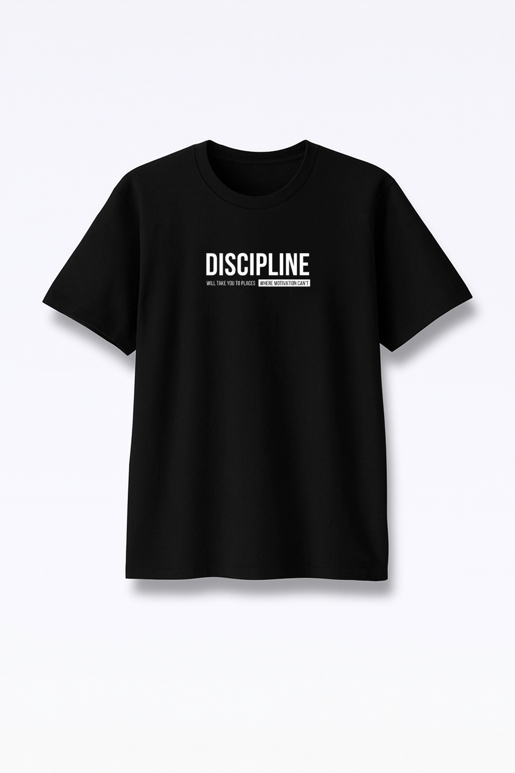 Discipline Over Motivation - Premium Black Round Neck Tee