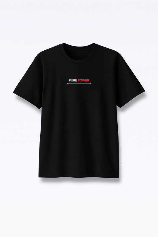 Pure Power - Premium Black Round Neck Tee