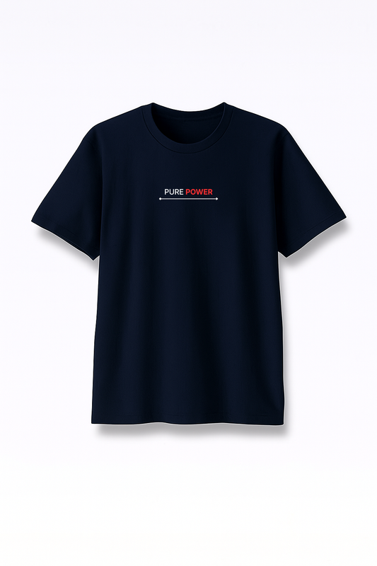 Pure Power - Premium Navy Blue Round Neck Tee
