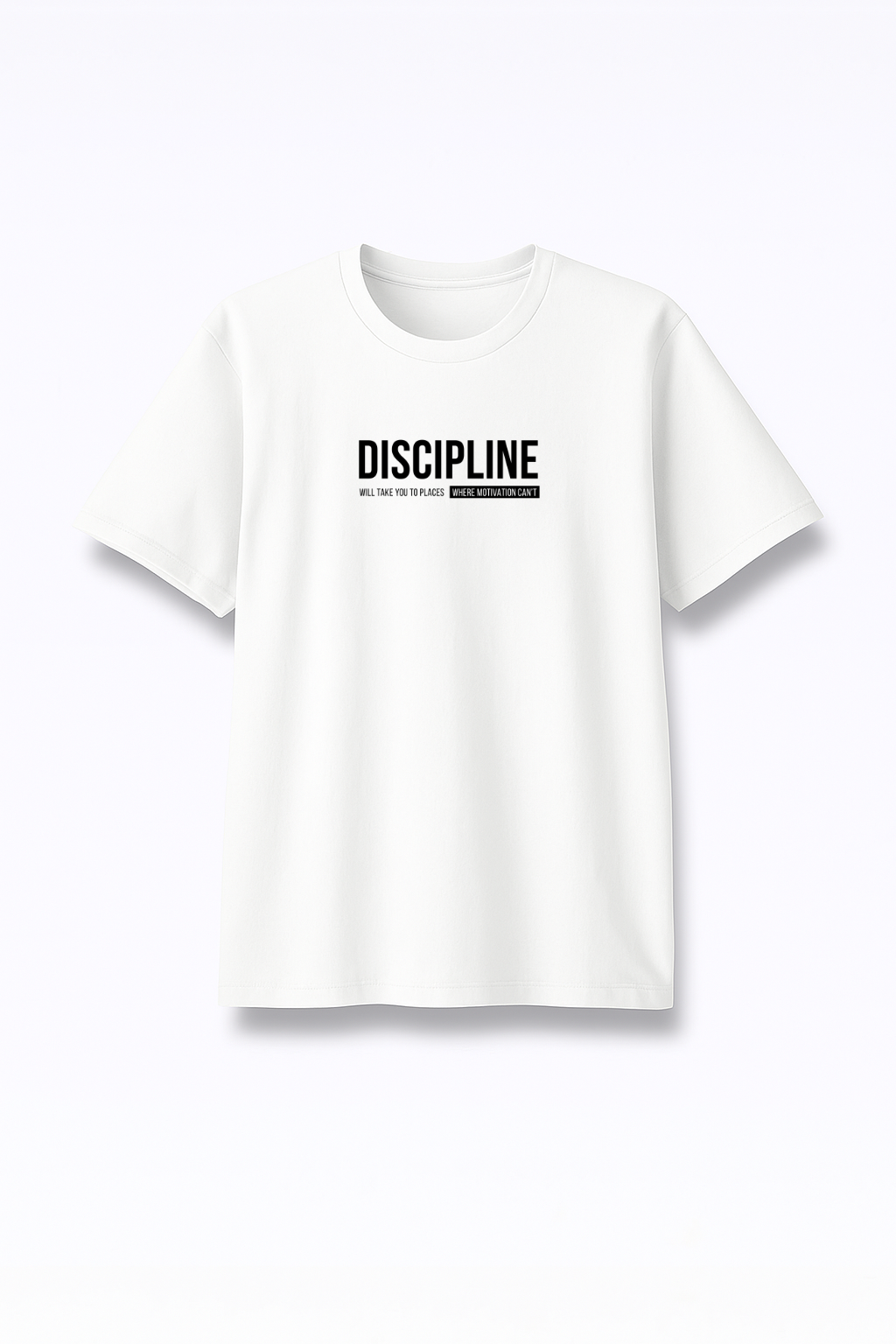 Discipline Over Motivation - Premium White Round Neck Tee