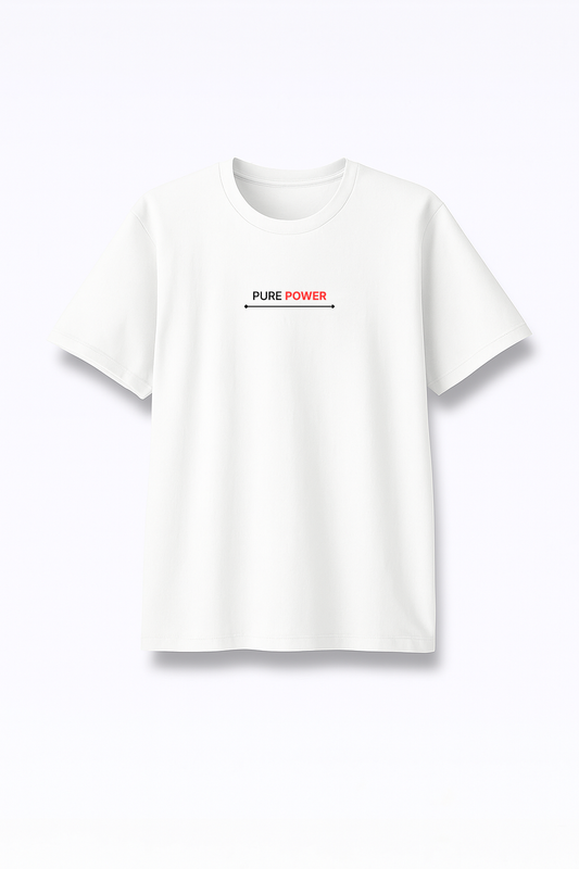 Pure Power - Premium White Round Neck Tee