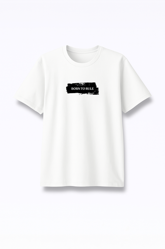 Born To Rule - Premium White Round Neck Tee