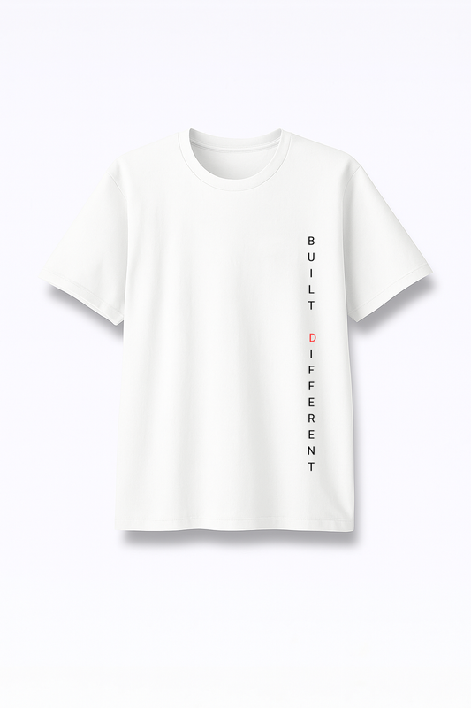 Built Different - Premium White Round Neck Tee