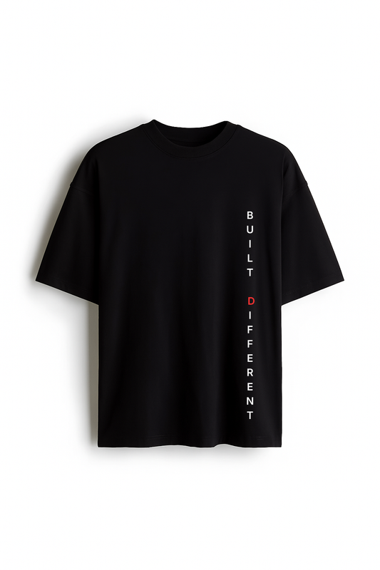 Built Different - Premium Black Oversized Cotton Tee