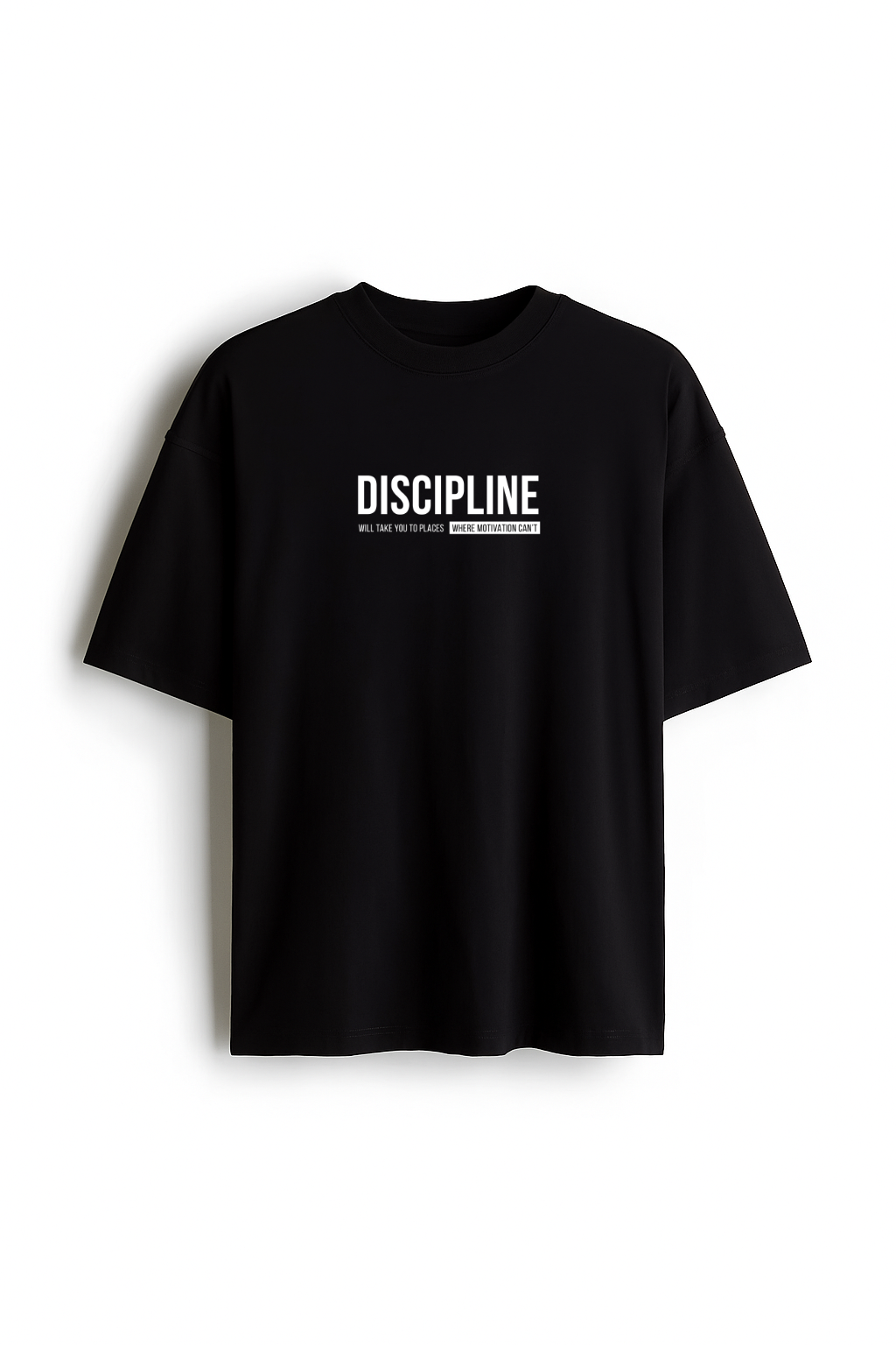 Discipline Over Motivation - Premium Black Oversized Cotton Tee